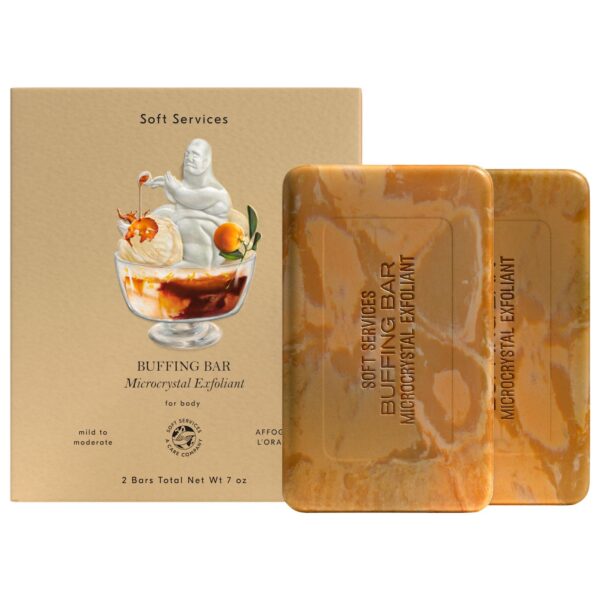 Soft Services – Affogato L’Orange Buffing Bar Body Exfoliant (2-pack) with Vanilla, Coconut, Citrus & Espresso