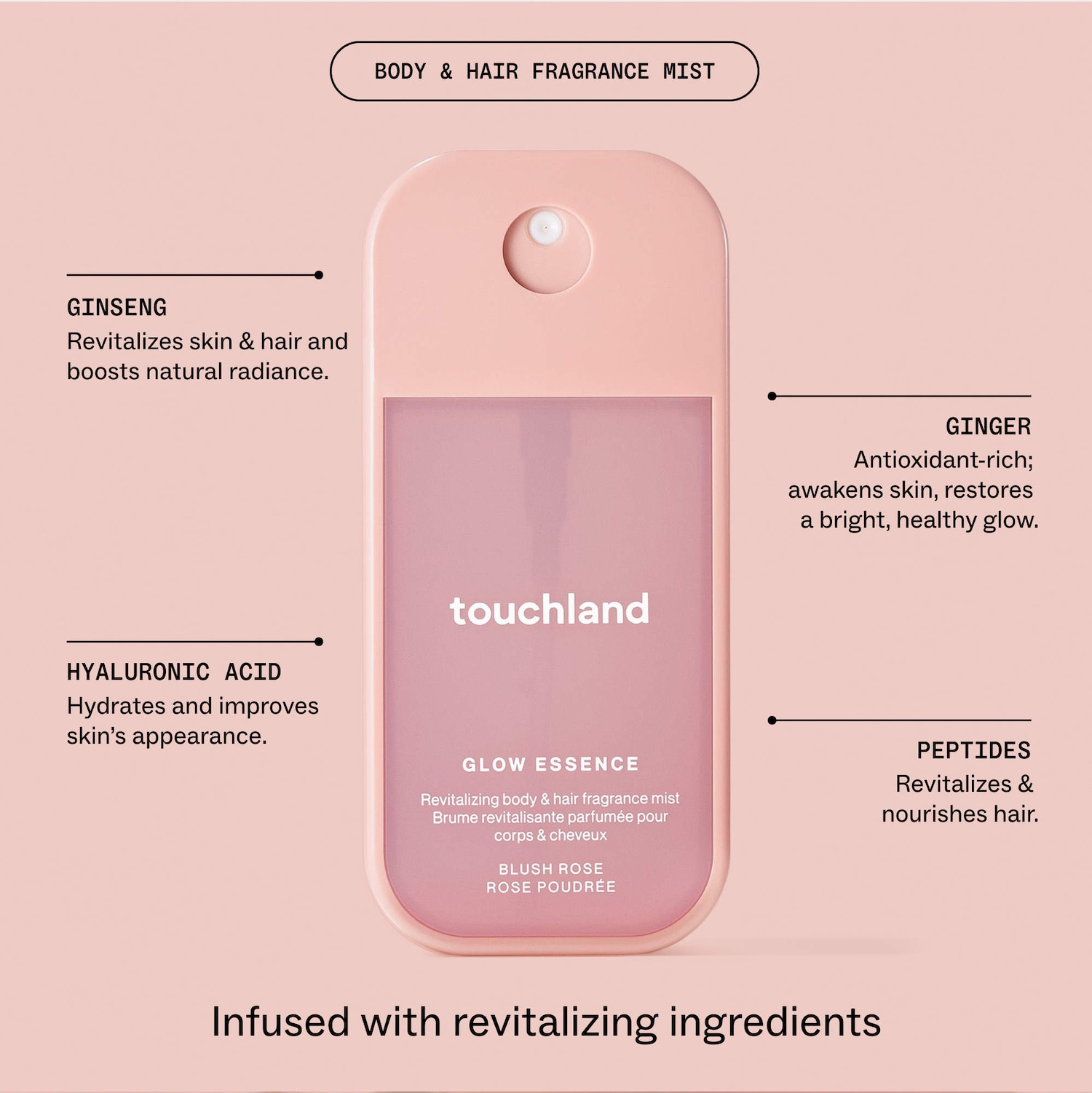 Touchland - Blush Rose Glow Essence Body & Hair Fragrance Mist - Image 3