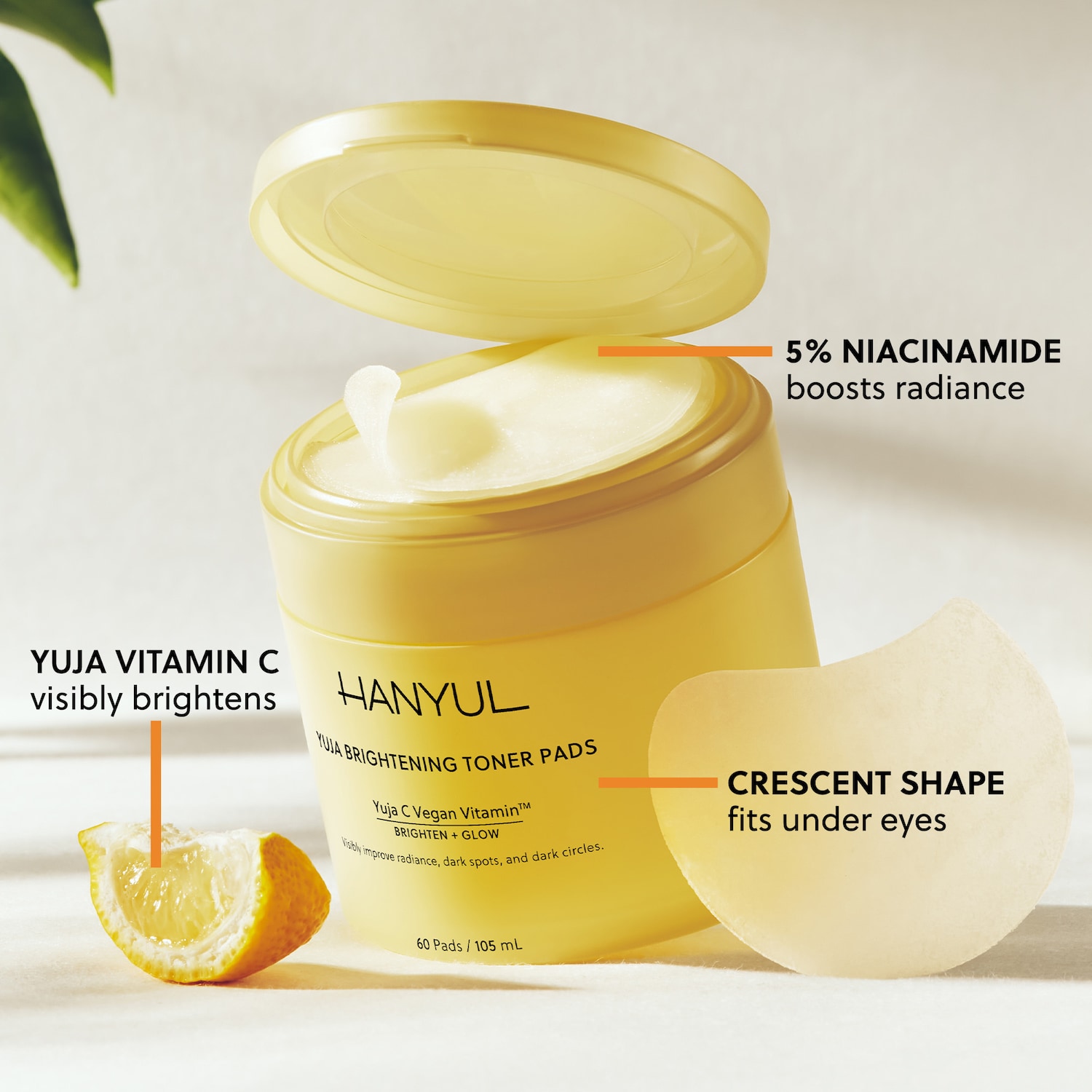 Hanyul – Yuja Brightening Toner Pads with Vitamin C and Niacinamide