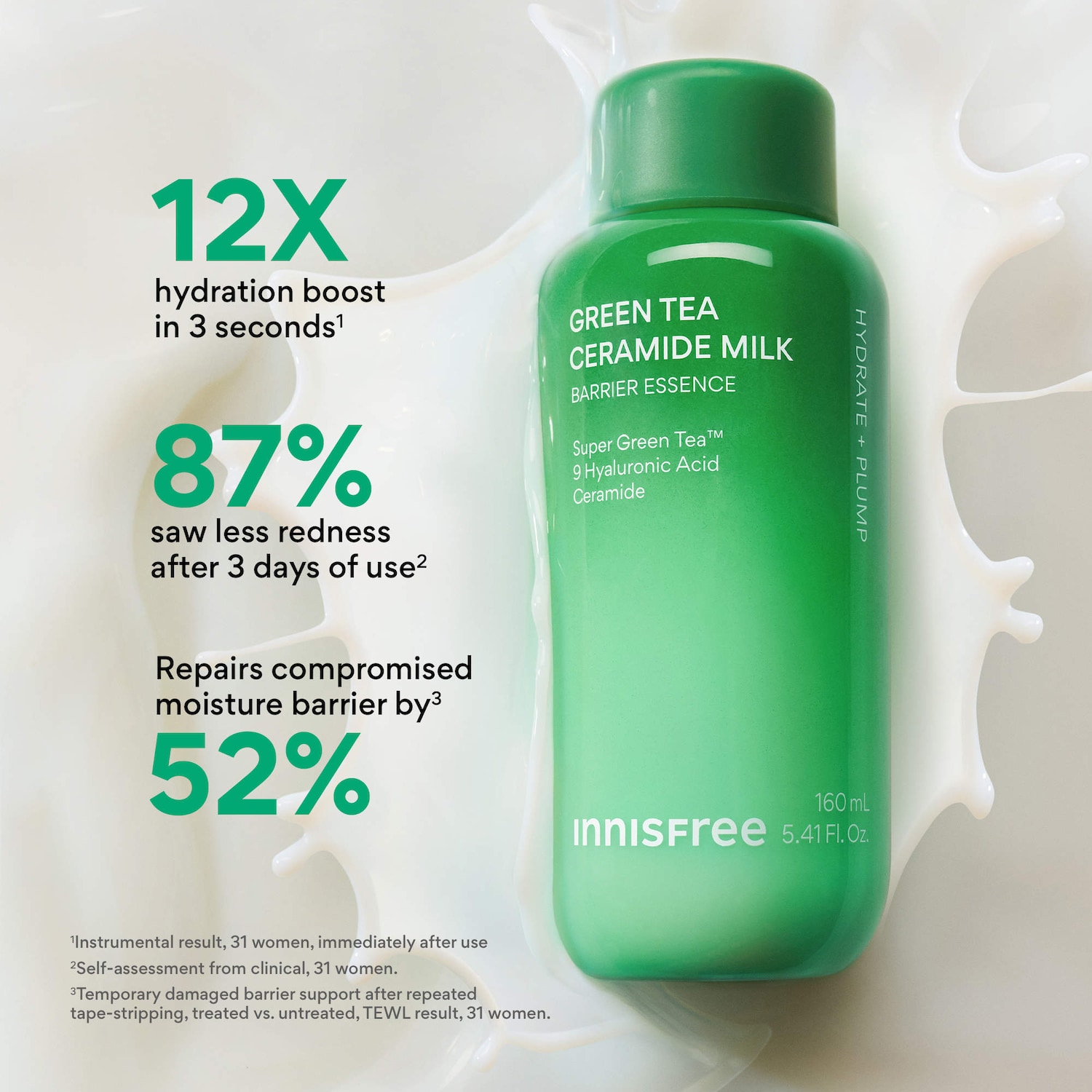 innisfree - Green Tea Ceramide Refillable Korean Milk Toner for Hydration & Barrier Repair - Image 3