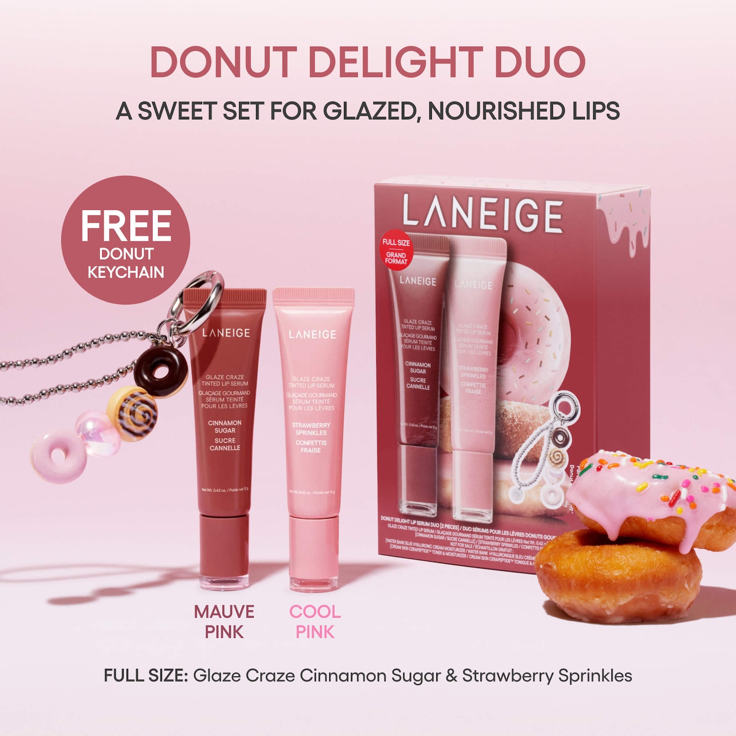 LANEIGE – Glaze Craze Donut Delight Hydrating Tinted Lip Serum Duo