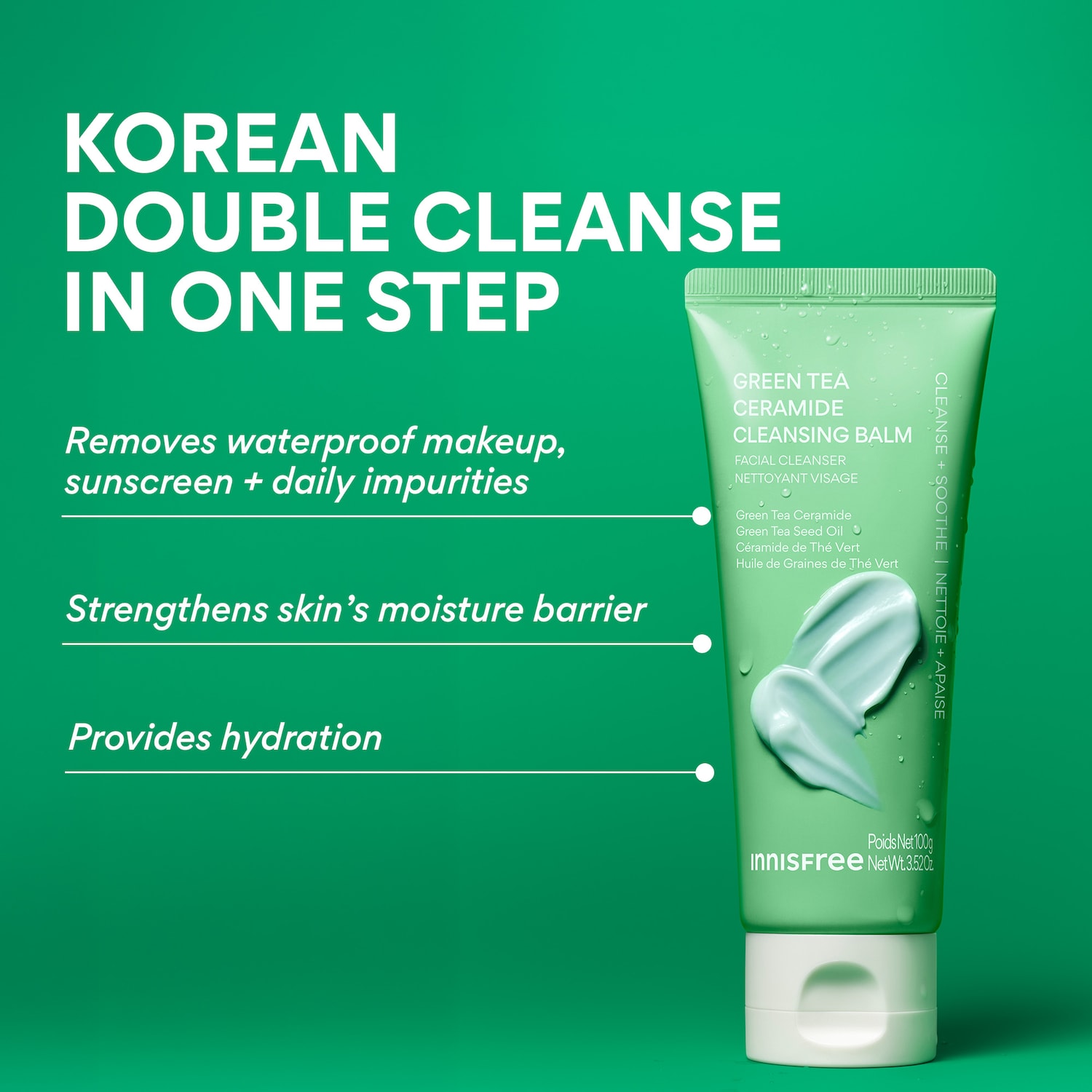 innisfree – Green Tea Ceramide Korean Makeup Removing Double Cleansing Balm